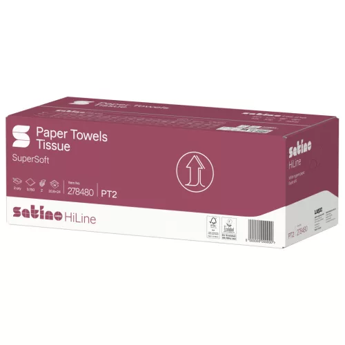Satino Wepa Prestige Z hajtogatott kéztörlő 2 rétegű, fehér, 20,6x24cm, 25x150 lap/karton