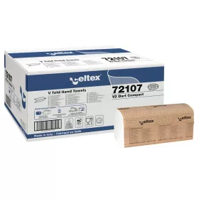   Celtex V Dart Compact hajtogatott kéztörlő cellulóz, 2 réteg, 21,5x21cm, 12x250lap (3000 lap)