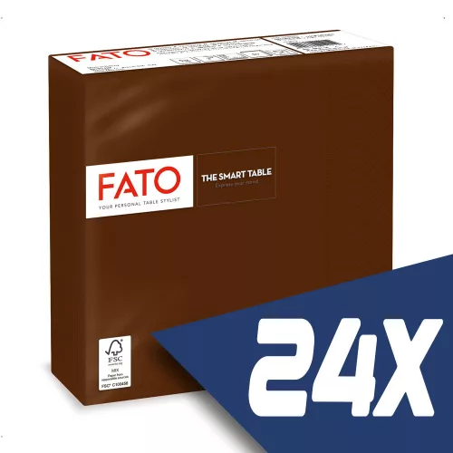 Fato Szalvéta 33x33cm csokoládébarna 2 rétegű 50 lap/csomag (24 csomag)
