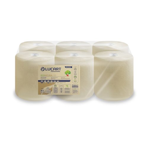 Lucart ECO Natural tekercses kéztörlő 2 rétegű, 450lap, 135m, 6tekercs/zsugor, 48zsugor/raklap