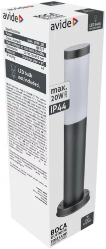 Avide kültéri álló lámpa Boca 1xE27 450mm IP44 Antracit