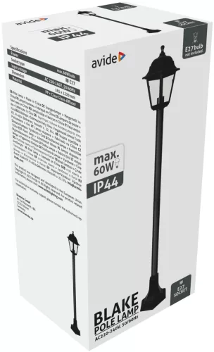 Avide Kültéri Álló Lámpa Blake 1xE27 1200mm Fekete IP44