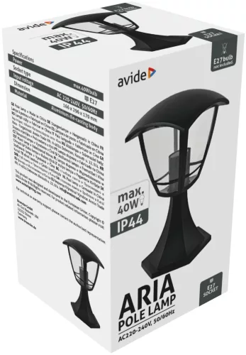 Avide Kültéri Álló Lámpa Aria 290mm 1xE27 Fekete IP44