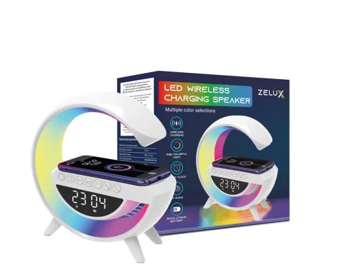 Zelux Multimédiás bluetooth hangszóró, vezeték nélküli töltőpad, RGB, LED lámpa