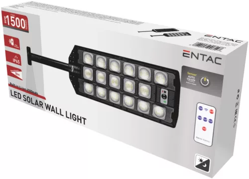 Entac LED Szolár Utcai Lámpa Távirányítóval, Mozgásérzékelővvel Autamata Dimm funkcióval, 1500lm