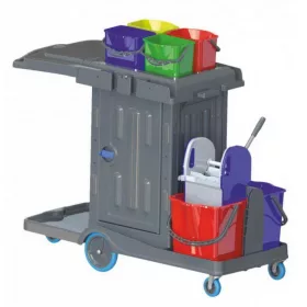   Hercules Classic takarító kocsi zárható, Préssel, 2x18L + 4x5L vödörrel,