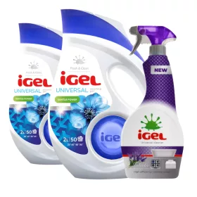   IGEL mosógél Universal 2x 2 L (100 mosás) + Grátisz IGEL univerzális tisztító 650 ml
