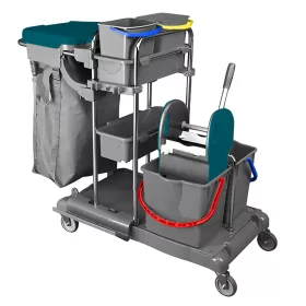   Kombi takarítókocsi műanyag + krómvázas 2x18literes + 2x5literes vödör