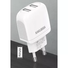 KAKU usb adapter DUAL port gyorstöltő Fehér (EU)
