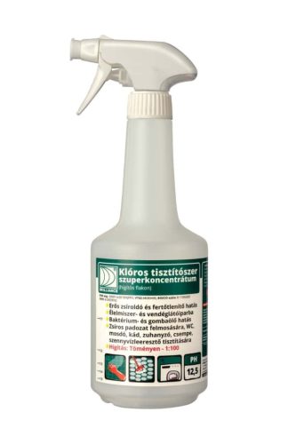 Klóros tisztítószer szuperkoncentrátum hígító flakon szórófejjel 750ml (üres)
