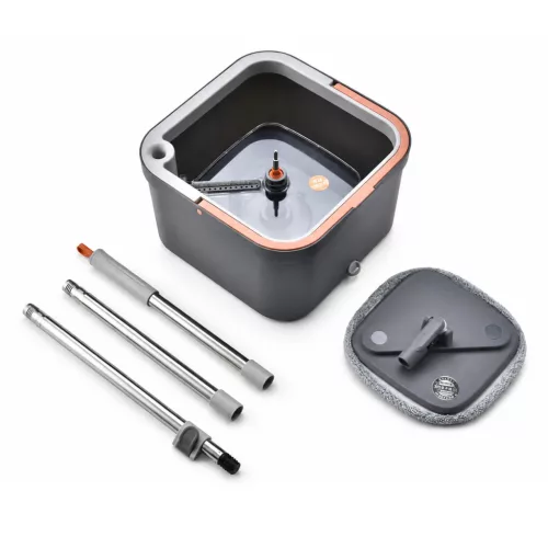 Spin Mop forgófejes felmosószett lapos moppal (vödör + nyél + facsaró + 2 mop)