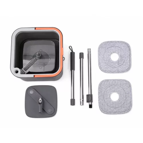 Spin Mop forgófejes felmosószett lapos moppal (vödör + nyél + facsaró + 2 mop)