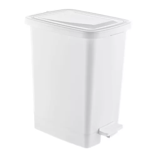 Slim Műanyag pedálos szemetes, fehér, belső vödörrel 15L