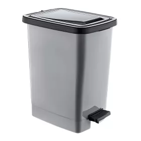   Slim Műanyag pedálos szemetes, ezüst/szürke, belső vödörrel 15L