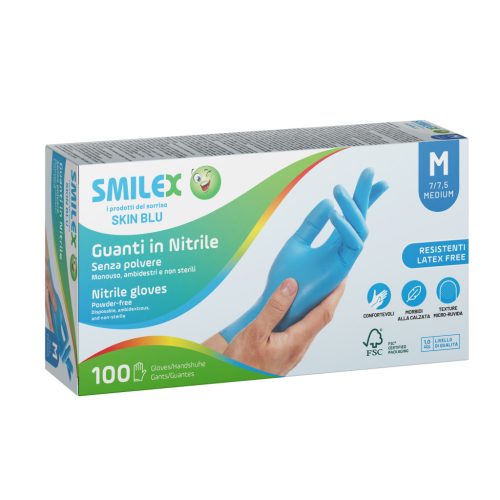 Berica Smilex Skin Blue egyszerhasználatos nitril kék vizsgálókesztyű L, 100 db / doboz