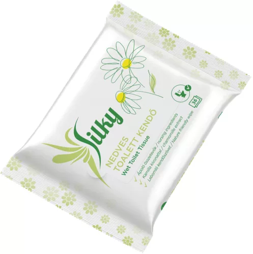 Silky Toalett 40 lapos 100% lebomló nedves toalettkendő kamilla, körömvirág és aloe vera kivonattal