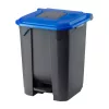 Planet Szelektív hulladékgyűjtő konténer, műanyag, pedálos, antracit, kék, 50L