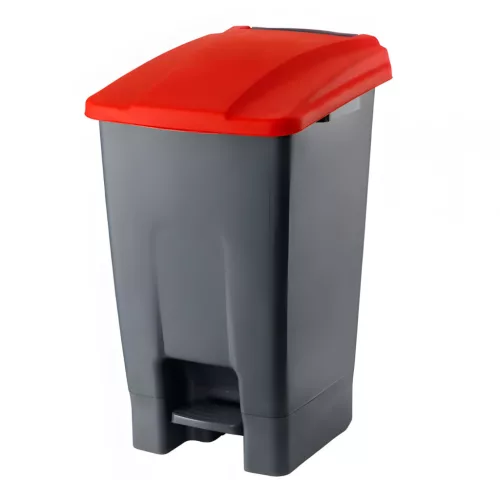 Planet Szelektív hulladékgyűjtő konténer, műanyag, pedálos, antracit/piros, 70L