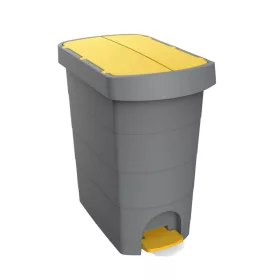   Planet Pelikán Slim pedálos szemetes eco antracit színű, sárga fedéllel 60L