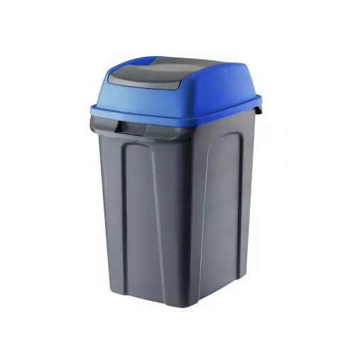 Planet Hippo Billenős Szelektív hulladékgyűjtő szemetes, műanyag, antracit/kék, 25L
