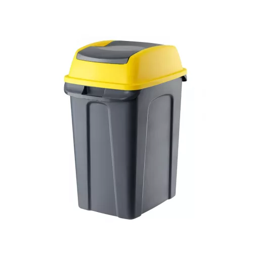 Planet Hippo Billenős Szelektív hulladékgyűjtő szemetes, műanyag, antracit/sárga, 25L
