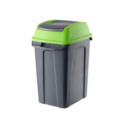 Planet Hippo Billenős Szelektív hulladékgyűjtő szemetes, műanyag, antracit/zöld, 25L