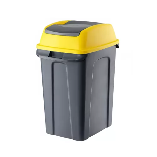 Planet Hippo Billenős Szelektív hulladékgyűjtő szemetes, műanyag, antracit/sárga, 50L