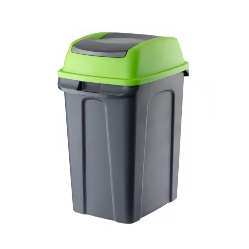 Planet Hippo Billenős Szelektív hulladékgyűjtő szemetes, műanyag, antracit/zöld, 50L