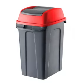   Planet Hippo Billenős Szelektív hulladékgyűjtő szemetes, műanyag, antracit/piros, 70L