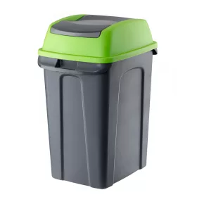   Planet Hippo Billenős Szelektív hulladékgyűjtő szemetes, műanyag, antracit/zöld, 70L