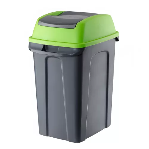 Planet Hippo Billenős Szelektív hulladékgyűjtő szemetes, műanyag, antracit/zöld, 70L