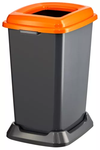 Planet Szelektív hulladékgyűjtő konténer, műanyag, nyitott fedeles, narancssárga, 50L