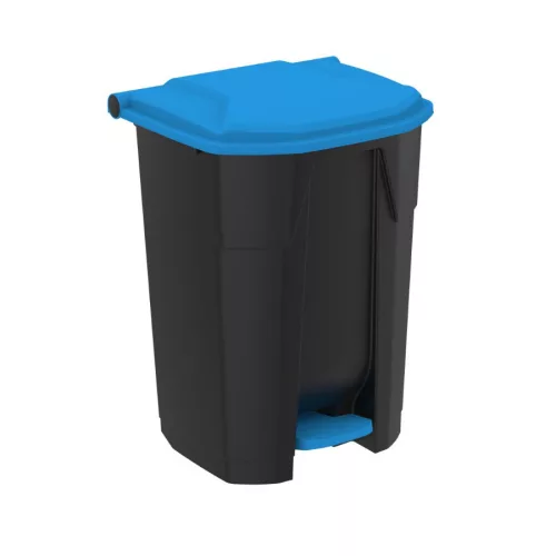 Uctem szelektív hulladékgyűjtő konténer, műanyag, pedálos, fekete/kék 50L