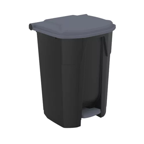 Uctem szelektív hulladékgyűjtő konténer, műanyag, pedálos, fekete/szürke 50L