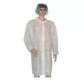   Látogató köpeny egyszerhasználatos PP zipzáros fehér 115x80cm, 24g, XXL