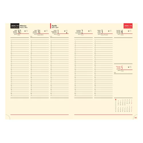 Határidőnapló Prémium M B/5, heti krémszínű lapokkal kék Realsystem 2027.