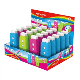   Radír, PVC mentes 20 db/display Keyroad Smile Eraser vegyes színek
