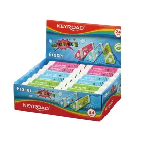   Radír, PVC mentes 24 db/display Keyroad Kaleidoscope vegyes színek