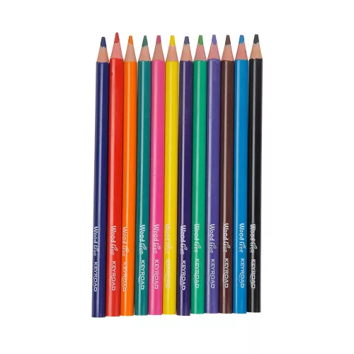 Színes ceruza készlet 4 mm famentes háromszögletű Keyroad Jumbo 12 klf. szín