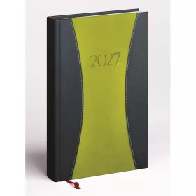   Határidőnapló Prémium A A/5, napi krémszínű lapokkal zöld Realsystem 2027.