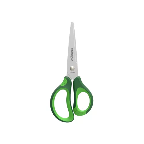 Olló, 15 cm, hegyes, 1 db/bliszter, Keyroad Soft Grip, vegyes színek