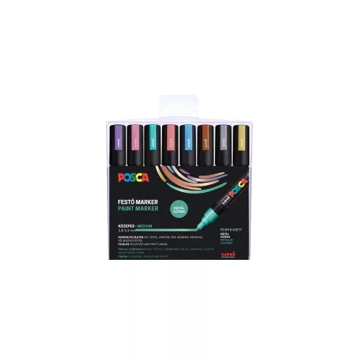 Dekormarker 1,8-2,5mm, Uni Posca PC-5M 8 db-os készlet. metál
