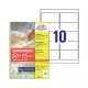 Etikett címke, 96x50,8 mm, univerzális, 65 lap, 10 címke/lap Avery, fehér