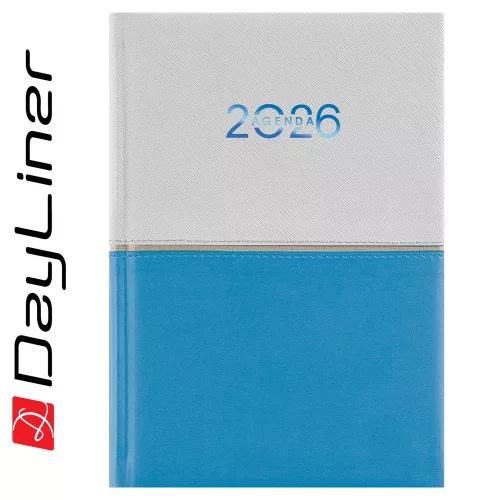 Határidőnapló Contrast A5 napi, fehér lapokkal fehér-világoskék Dayliner 2027.