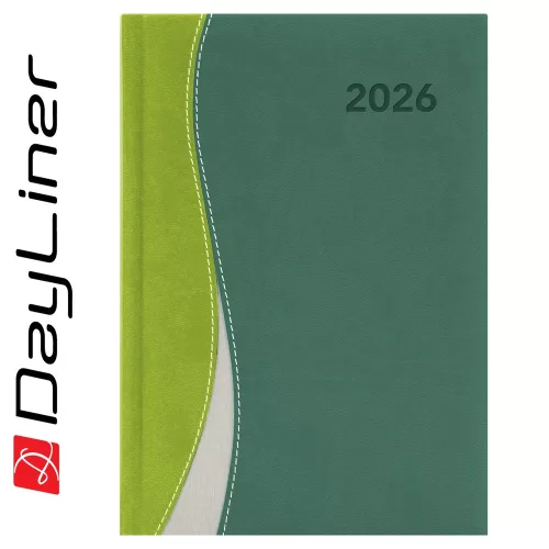 Határidőnapló Dubai A5 heti, fehér lapokkal zöld-zöld Dayliner 2027.