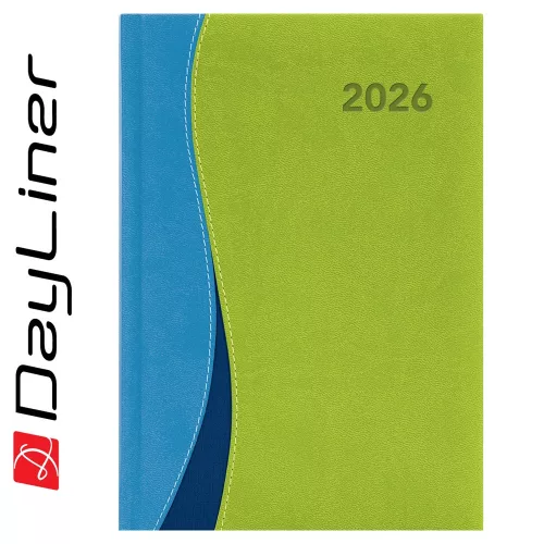 Határidőnapló Dubai A5 napi, fehér lapokkal kék-zöld Dayliner 2027.