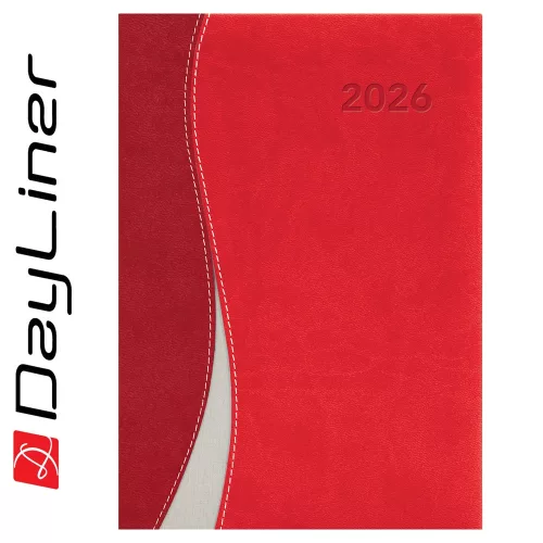 Határidőnapló Dubai A5 napi, fehér lapokkal piros-piros Dayliner 2027.
