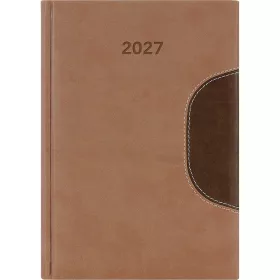   Határidőnapló Memphis A5 napi, fehér lapokkal barna-csokoládé Dayliner 2027.