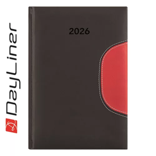 Határidőnapló Memphis B5 heti, fehér lapokkal fekete-piros Dayliner 2027.