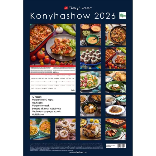 Falinaptár képes 340 × 485 mm, fehér lapokkal KonyhaShow Dayliner 2027.